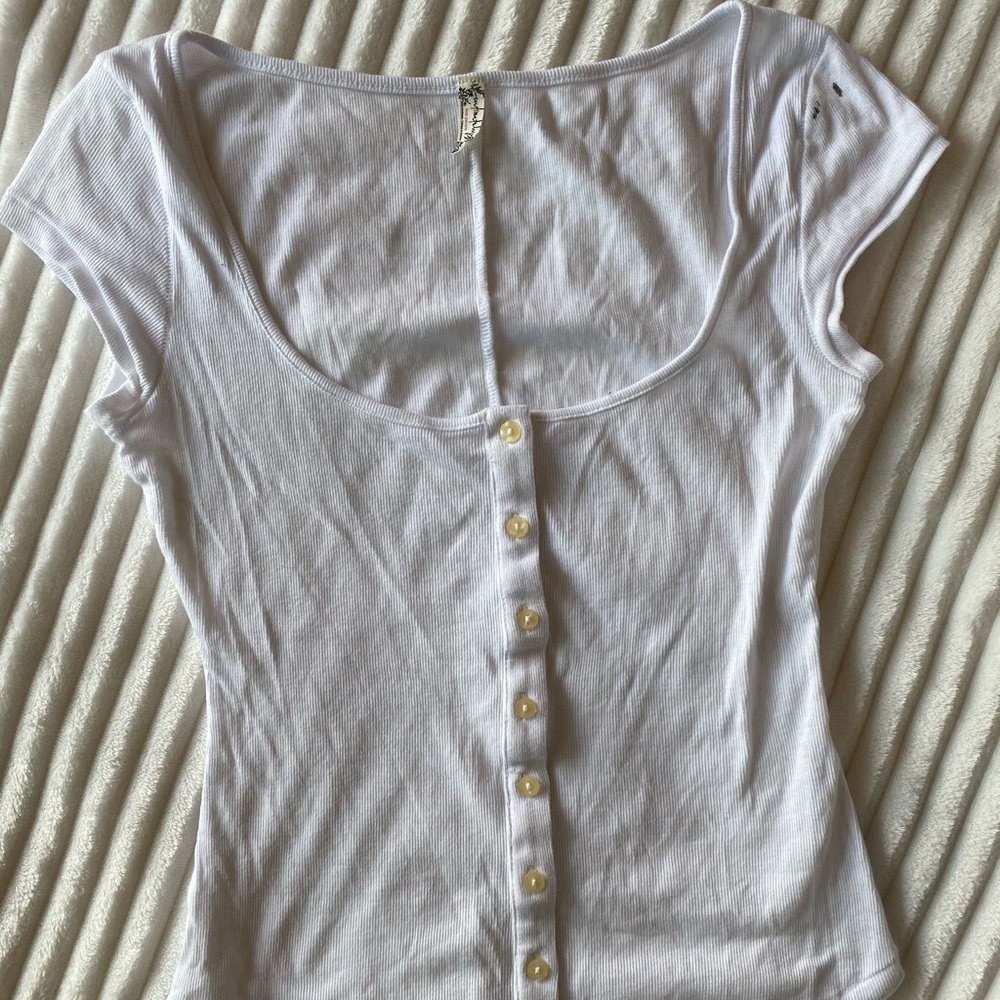 Free People Button Tee
